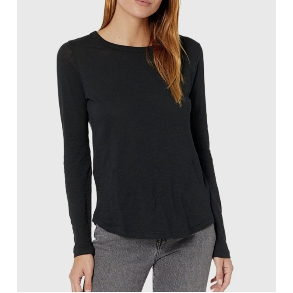 Madewell Black Long Sleeve Whisper Tee Slub Cotton Crewneck Neutral Size S